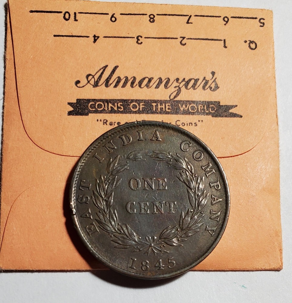 Straits Settlements 1845 cent KM 3 VF