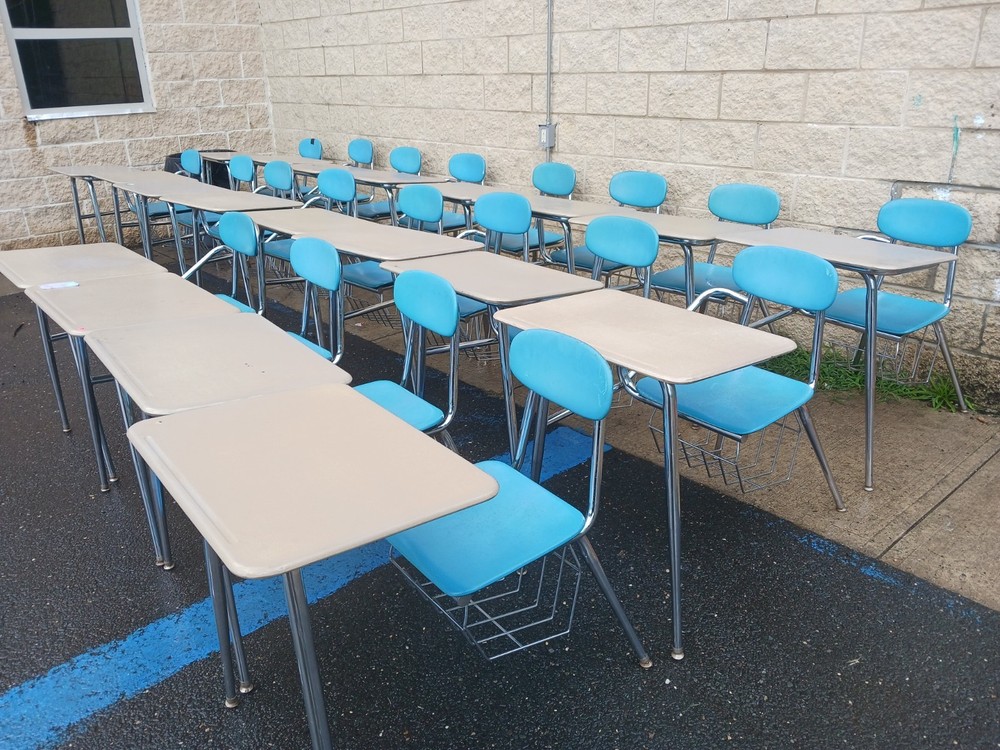 Closeout CLASSROOM COMBO used STUDENT DESKS.