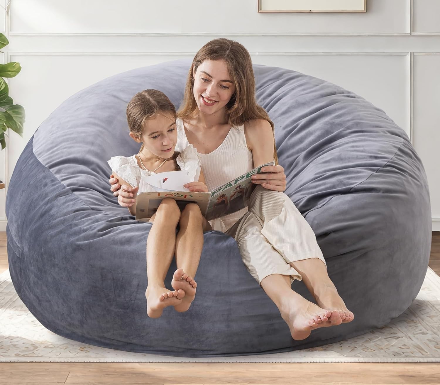 Large Bean Bag Chair, Memory Foam Bean Bag Chairs for Adults Filler Included