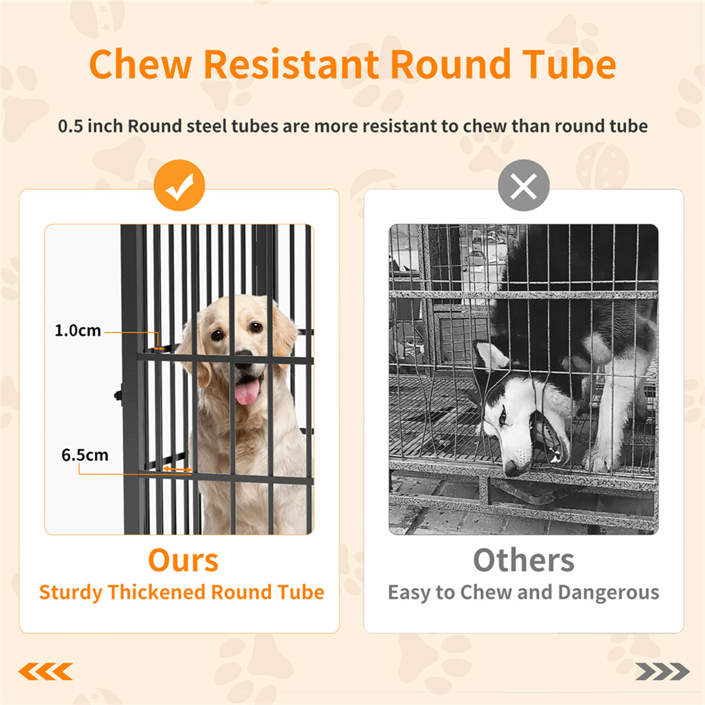 Indestructible Wooden Dog Crate Furniture with Divider for 2 Dogs Cage End Table