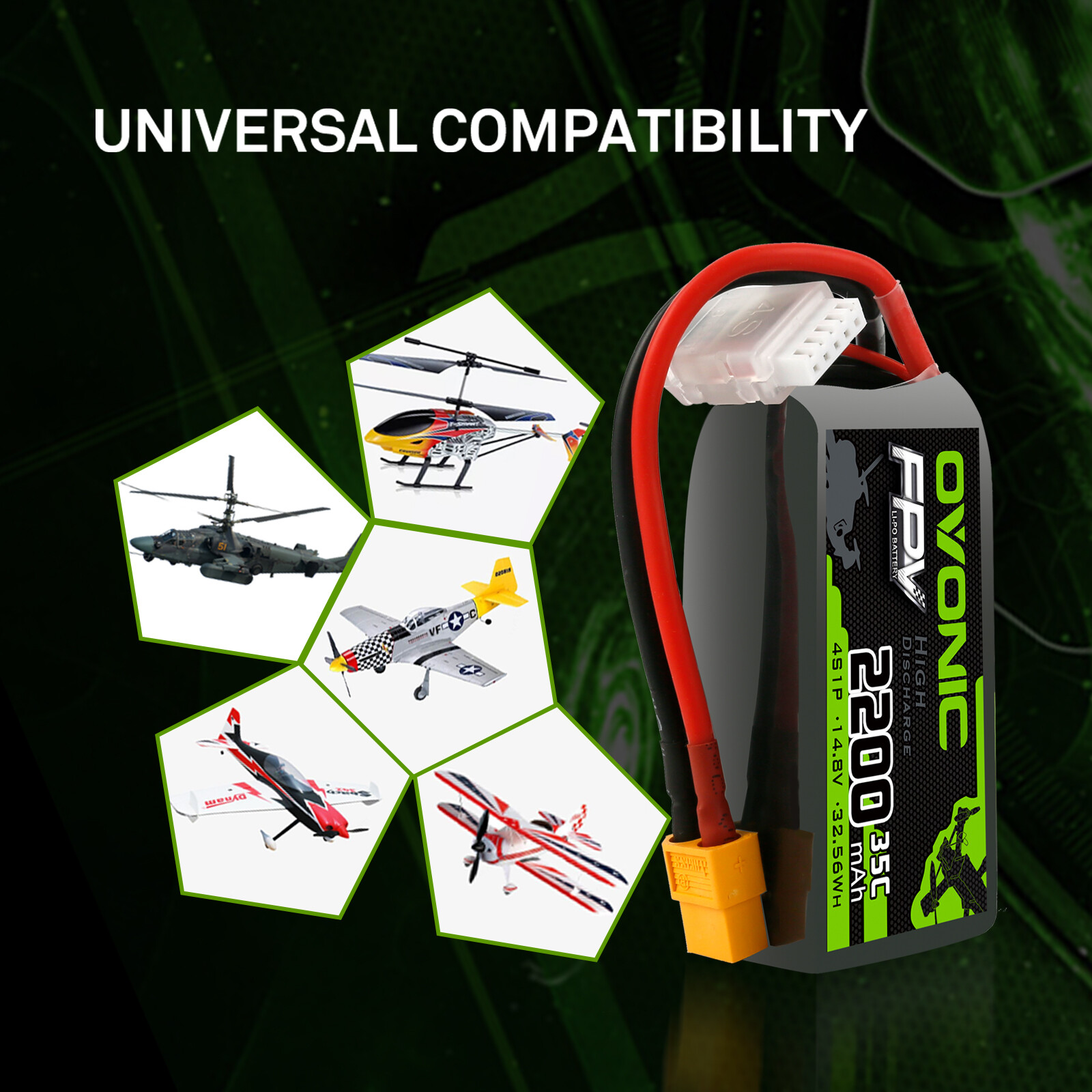 OVONIC 35C 2200mAh 14.8V 4S Lipo Battery With XT60 Plug For RC Aircraft jet Boat