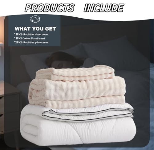 Rabbit Plush Faux Comforter Sets 59x79 In blanke (without insert) Gray