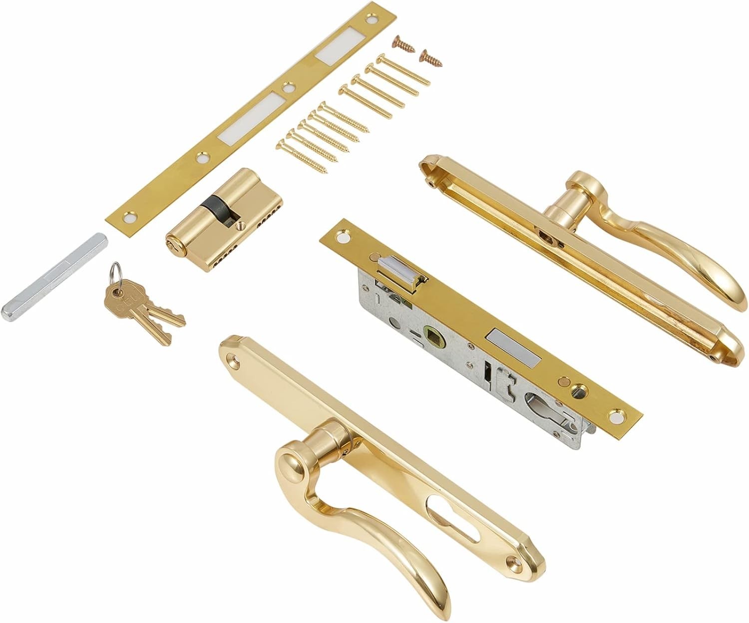 Storm Door Handle Replacement Kit with Lock and Key, Gold Security Door