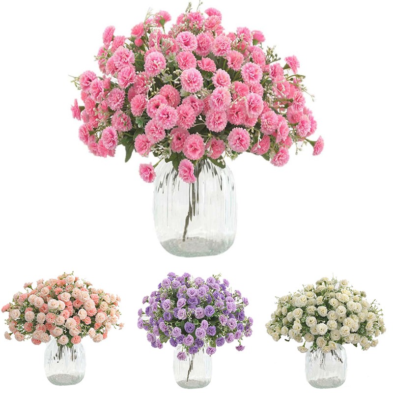 Small Carnation Artificial Flower Bulk Fake Stem Silk Home Decoration