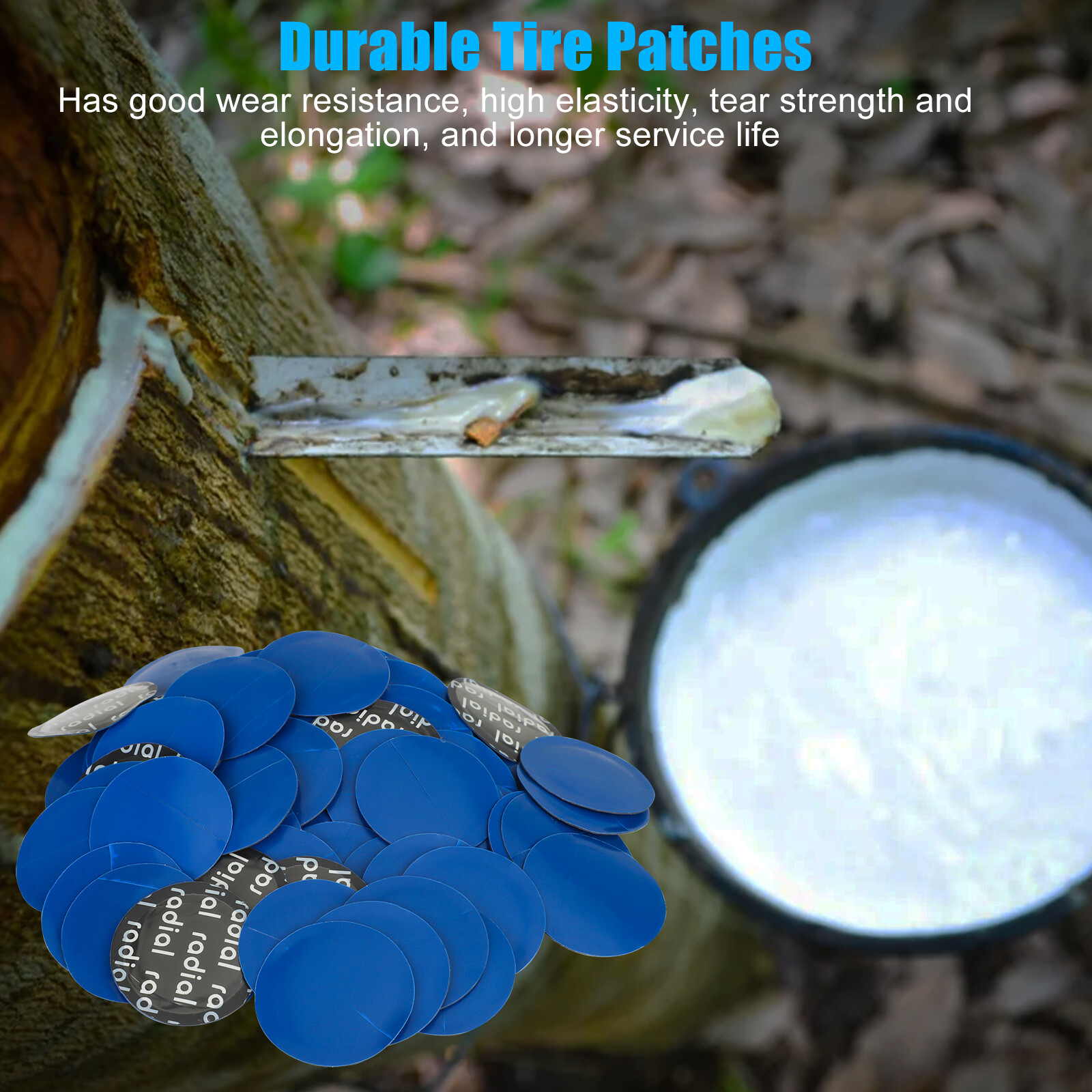 100 PCS Medium Size 1- 3/4" Round Radial Rubber Car Tire Repair Tyre Patches Kit