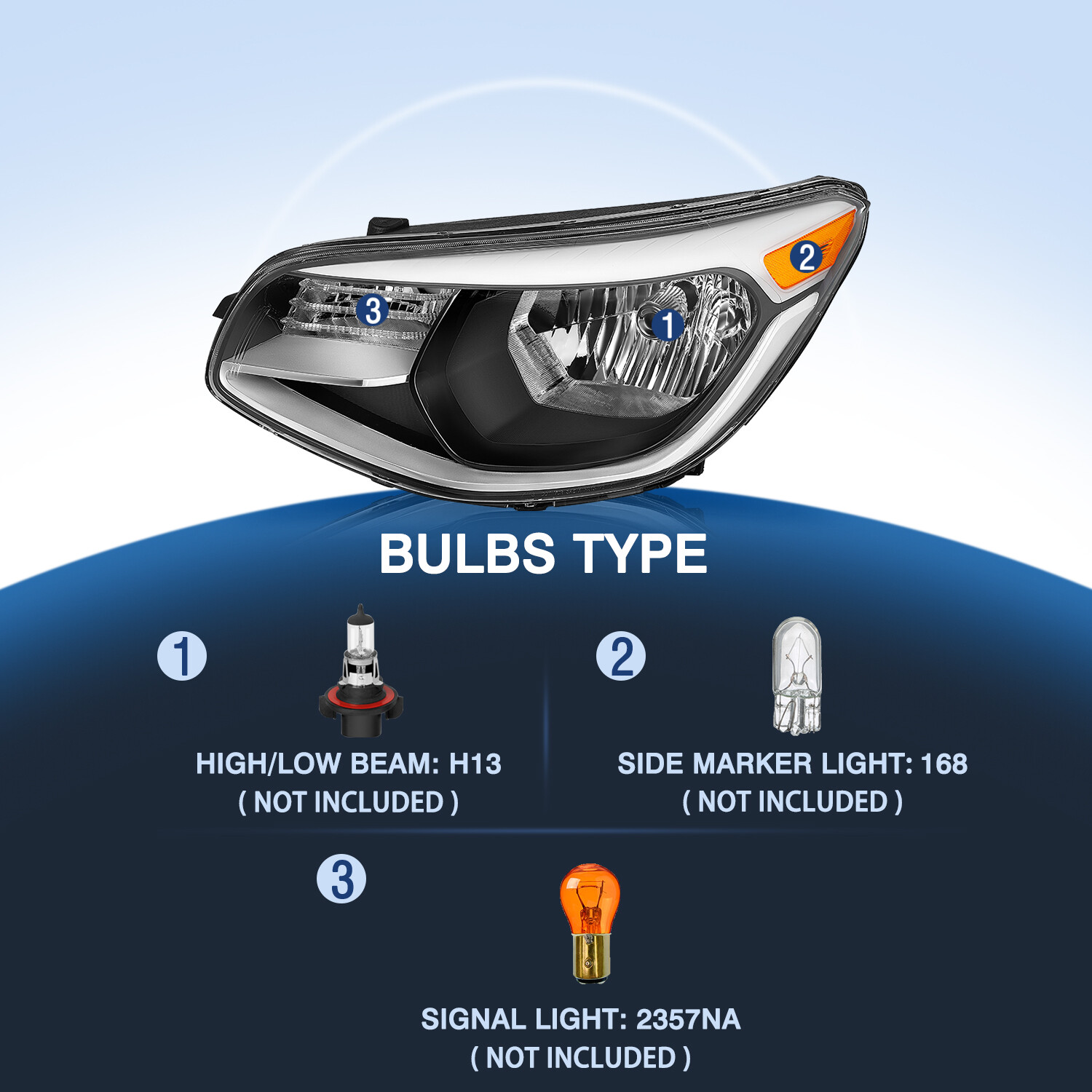 For 2014 2015 2016 2017 2018 2019 Kia Soul Halogen Headlights Assembly Pair