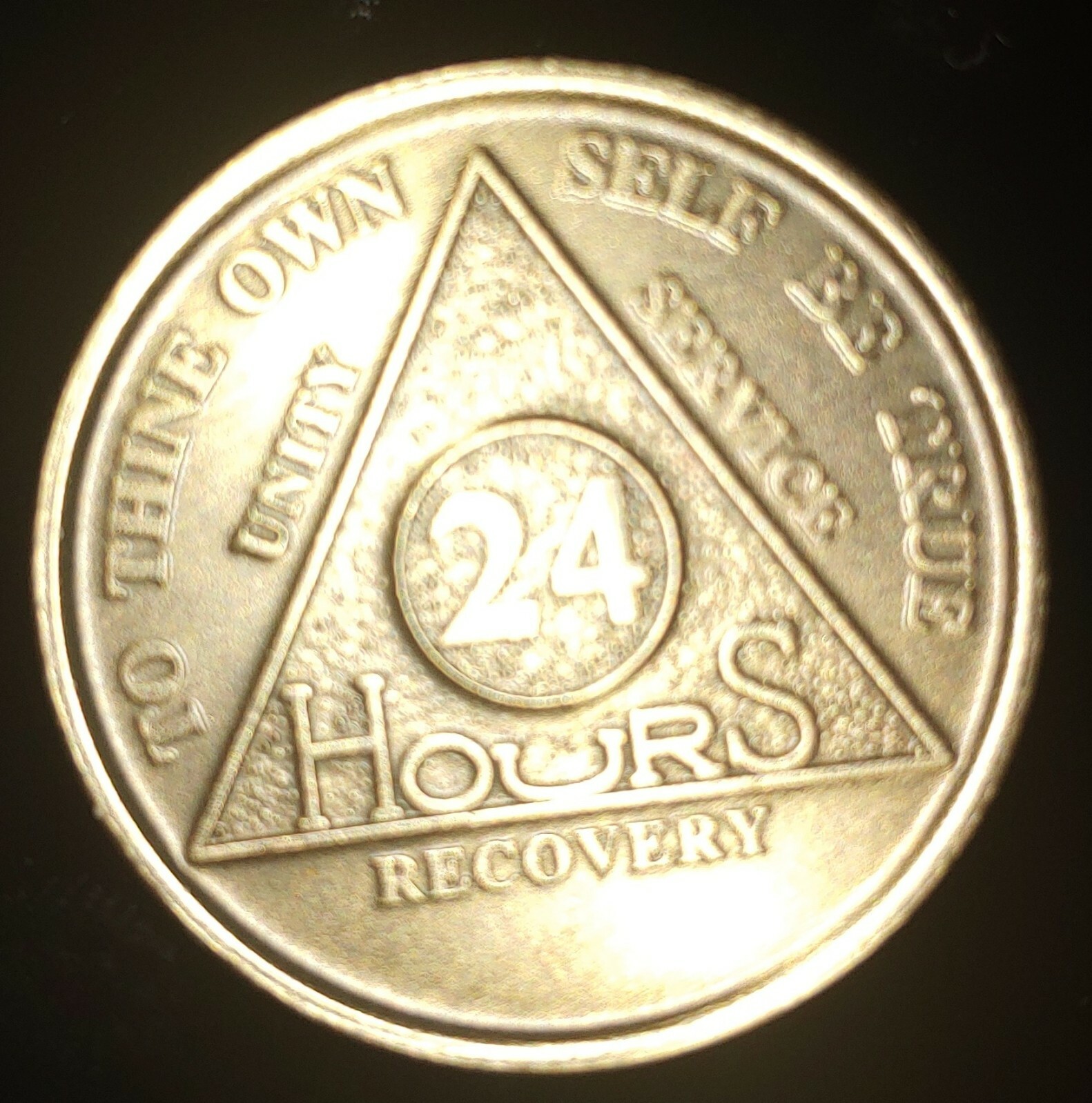Alcoholics Anonymous AA 24 Hour Bronze Medallion Coin Chip Token Sobriety Sober