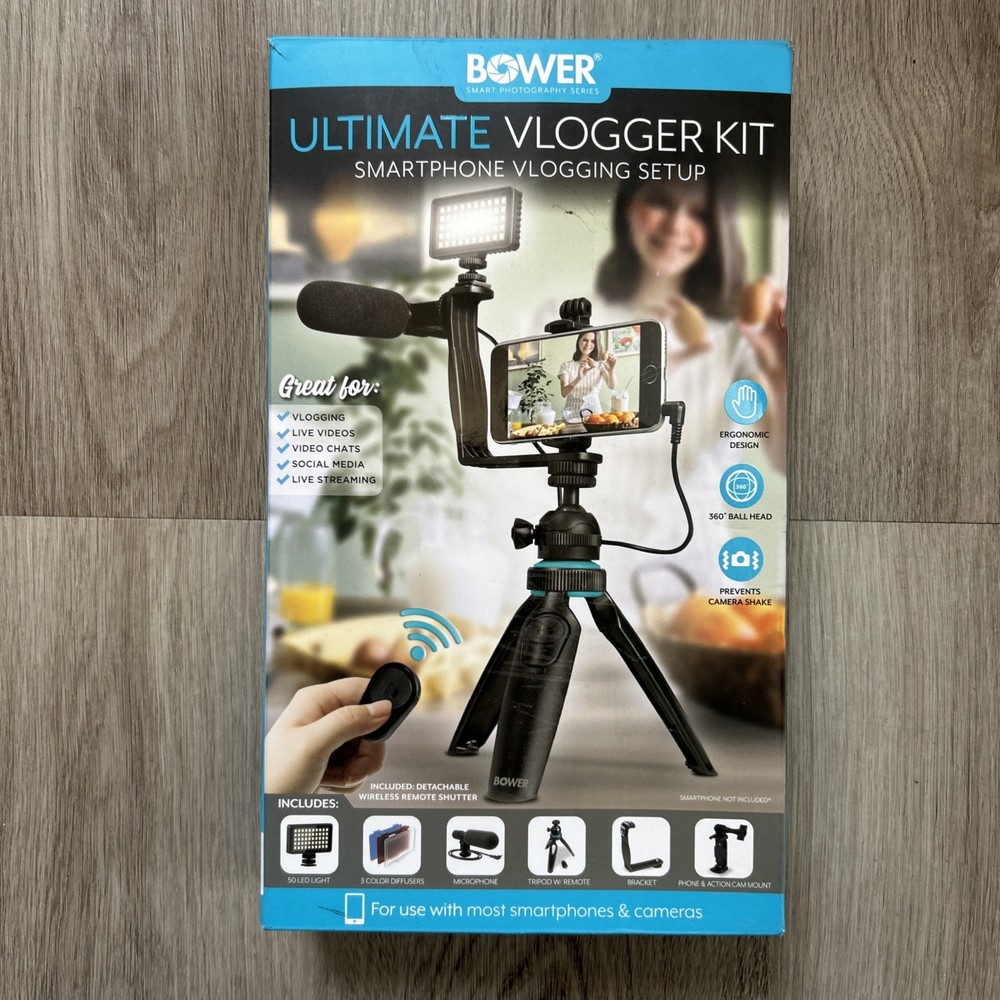 Bower Ultimate Vlogger Kit Smartphone Self Record Tripod Vlogging Setup New