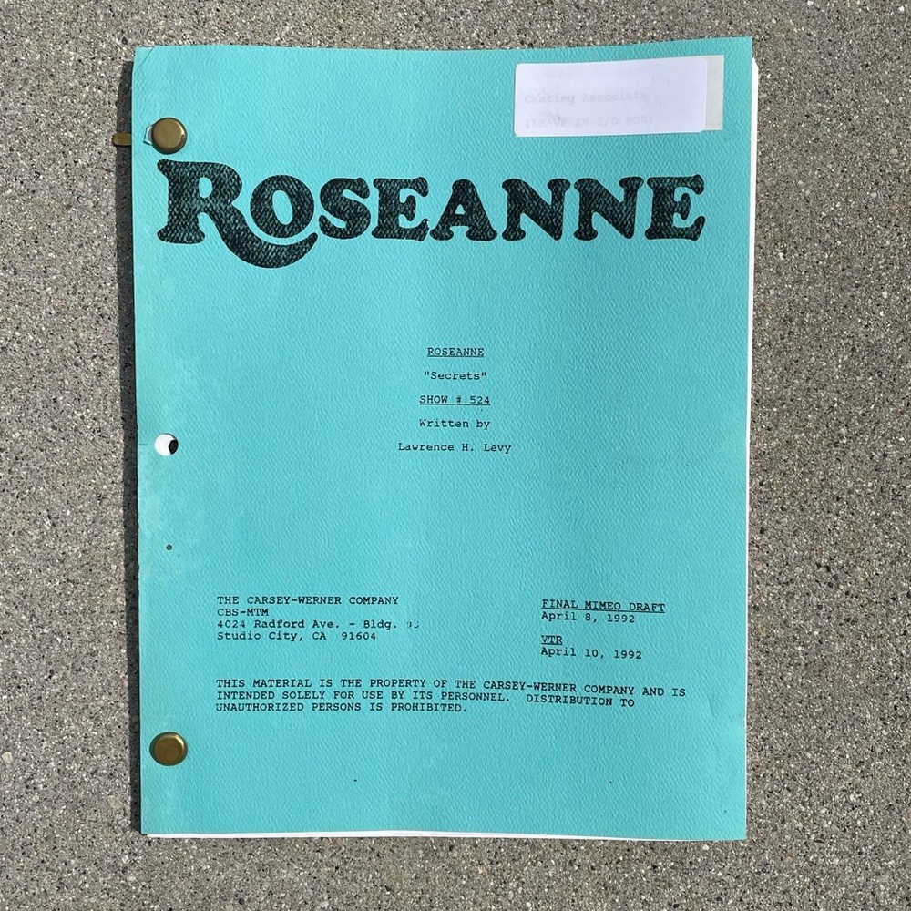 Roseanne Original 1992 Production Used Final Draft Script Secrets Barr Metcalf
