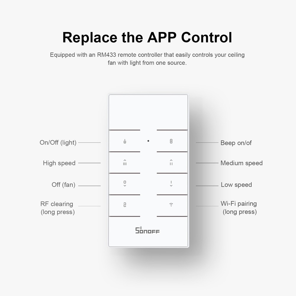 SONOFF IFan04-L WiFi Smart Ceiling Fan Switch Light Controller RF Remote Control