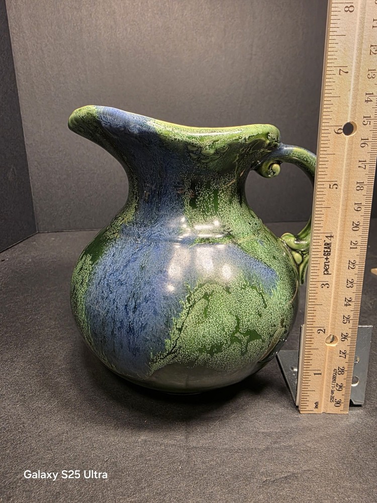 Studio pottery Pitcher Blue / Green 6" Tall