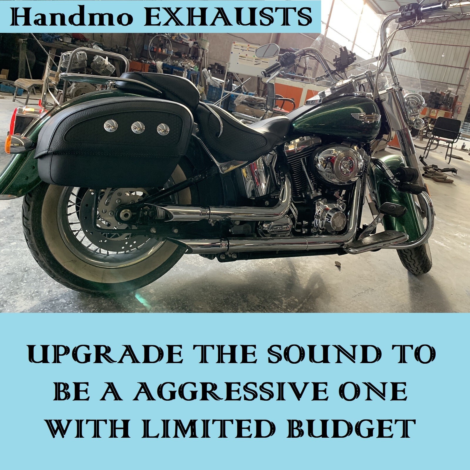 SHARKROAD Gp Shorty Style Slip On Mufflers For Harley Softail 1986-2017 Chrome