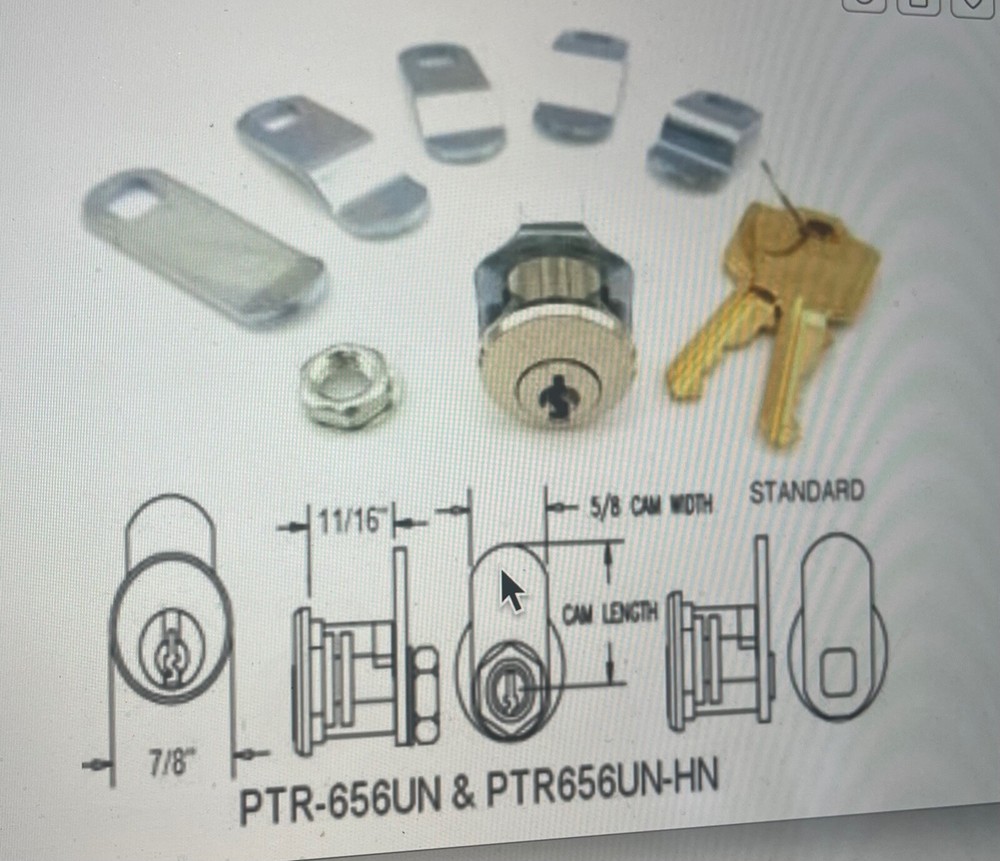 PTR-656UN ESP Universal Postal Replacement Lock with 5 cams & 2 Keys NIB