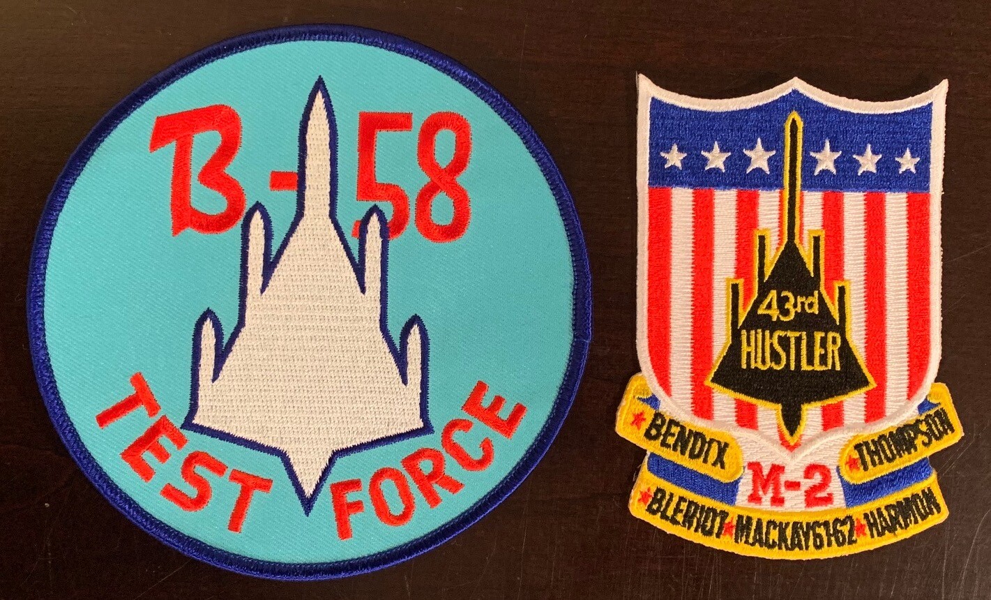 2x Beautiful/Large Convair B-58 Hustler 43rd Wing &Test Patches SAC Bomber USAF