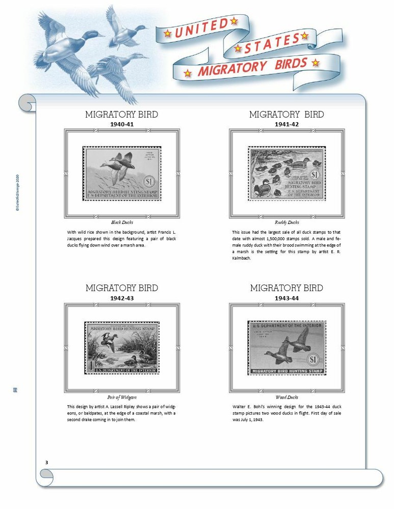 U.S. Federal Duck Stamps Supplement 1934 - 2024 (White Ace Alternative) (No Jr.)