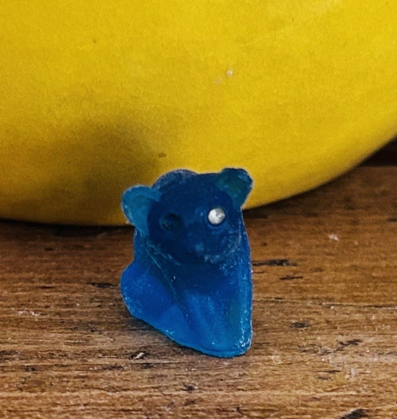 Antique 1920's? Blue Satin Czech Glass Pig/Boar Cracker Jack Charm Prize