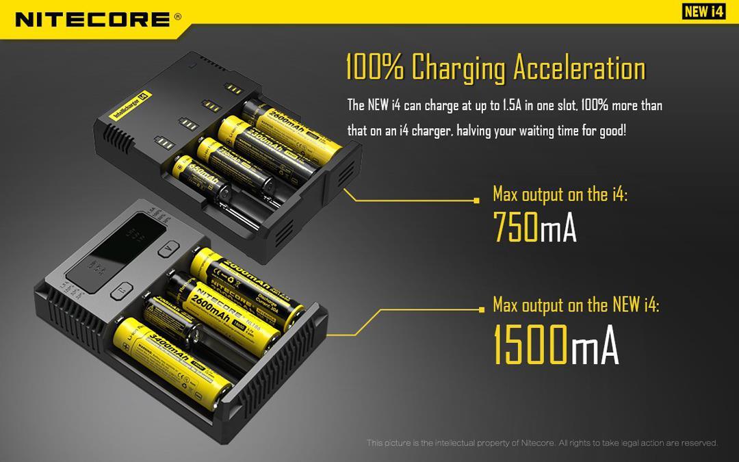 NiteCore i4 Intellicharger 2016 Battery Charger for RCR123A 14500 26650, etc