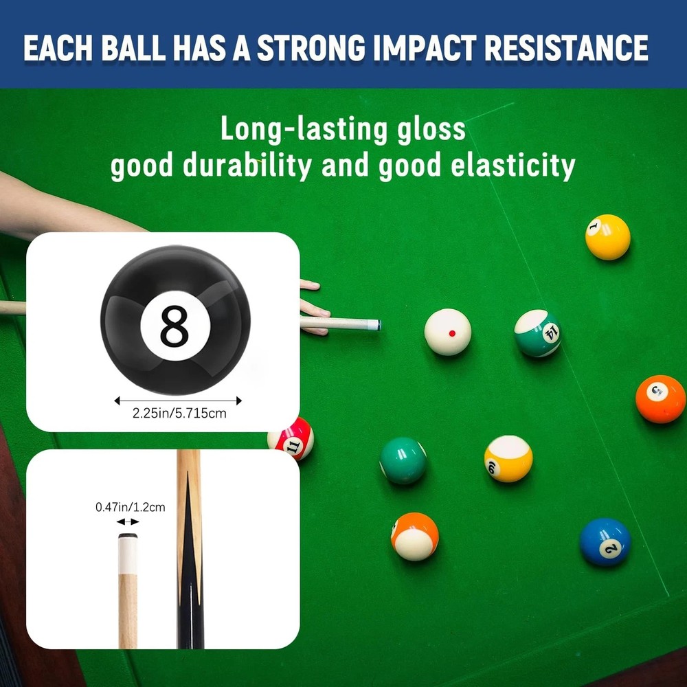 95pcs Pool Table Accessories Set - Balls, Triangle, Rack, Cue, Chalk, Tips, S...