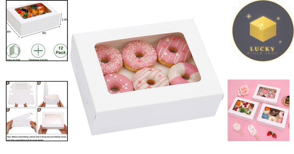 Foldable 12ct Cookie Boxes with Clear Window - Versatile Baking Essentials