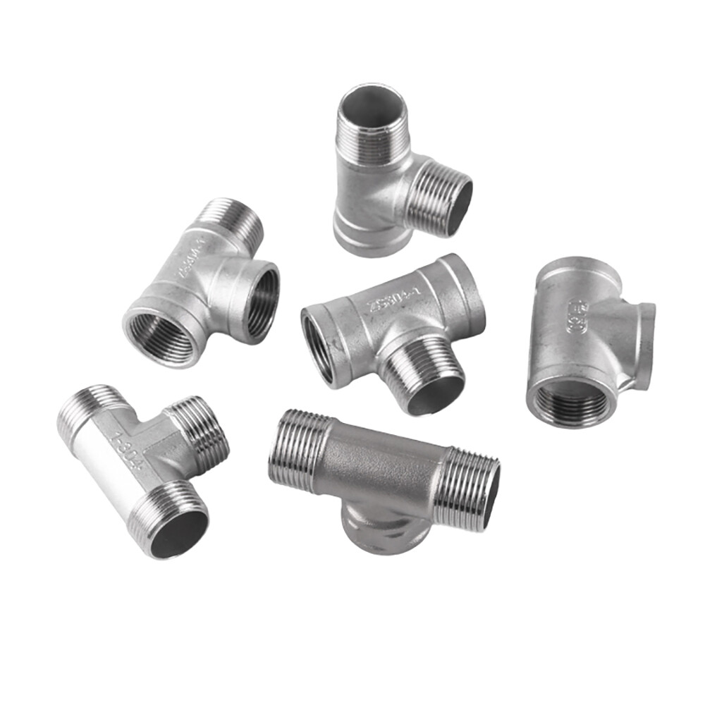 Stainless Pipe Fitting Tee Connector T-Shape Female Male Thread 1/2" 3/4" 1" 2"