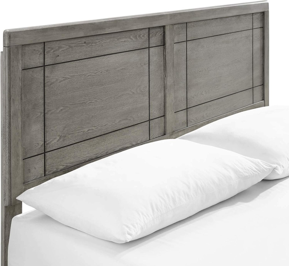 MOD-6381-GRY Marlee Queen Wood Platform Bed with Angular Frame, Gray