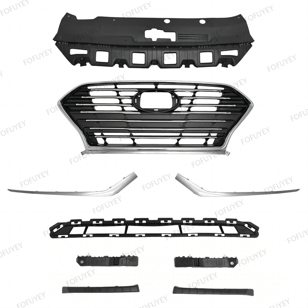 9PC For Sonata 2018-2019 Front Radiator Support Cover Grille Mesh Bumper Bracket