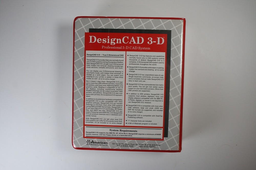 Design CAD 3-D system software floppy disk IBM