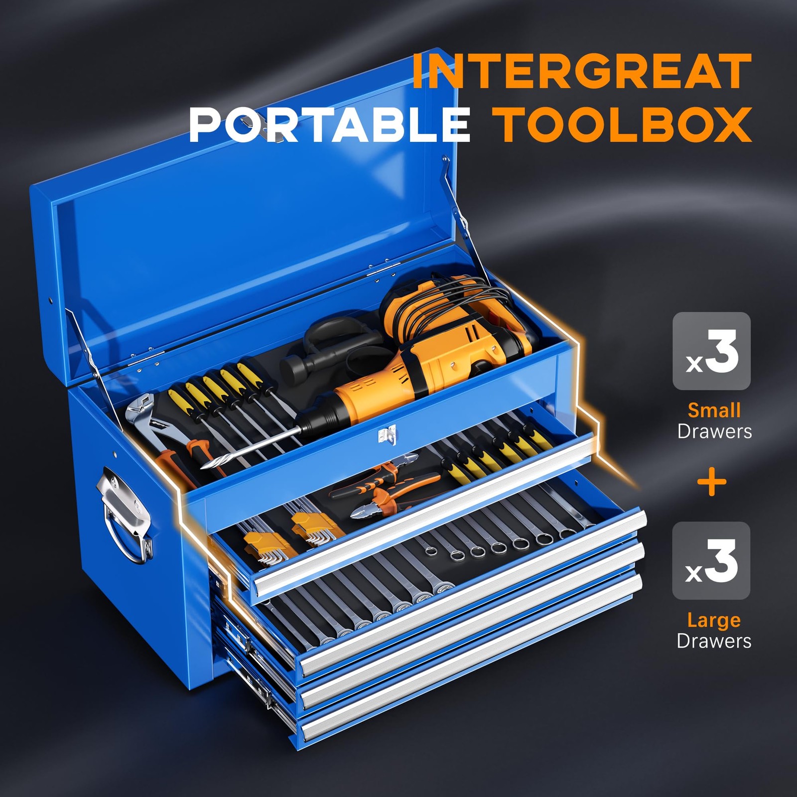 Blue Tool Chest 5-Drawer Rolling Tool Chest with Detachable Top Tool Box Tool