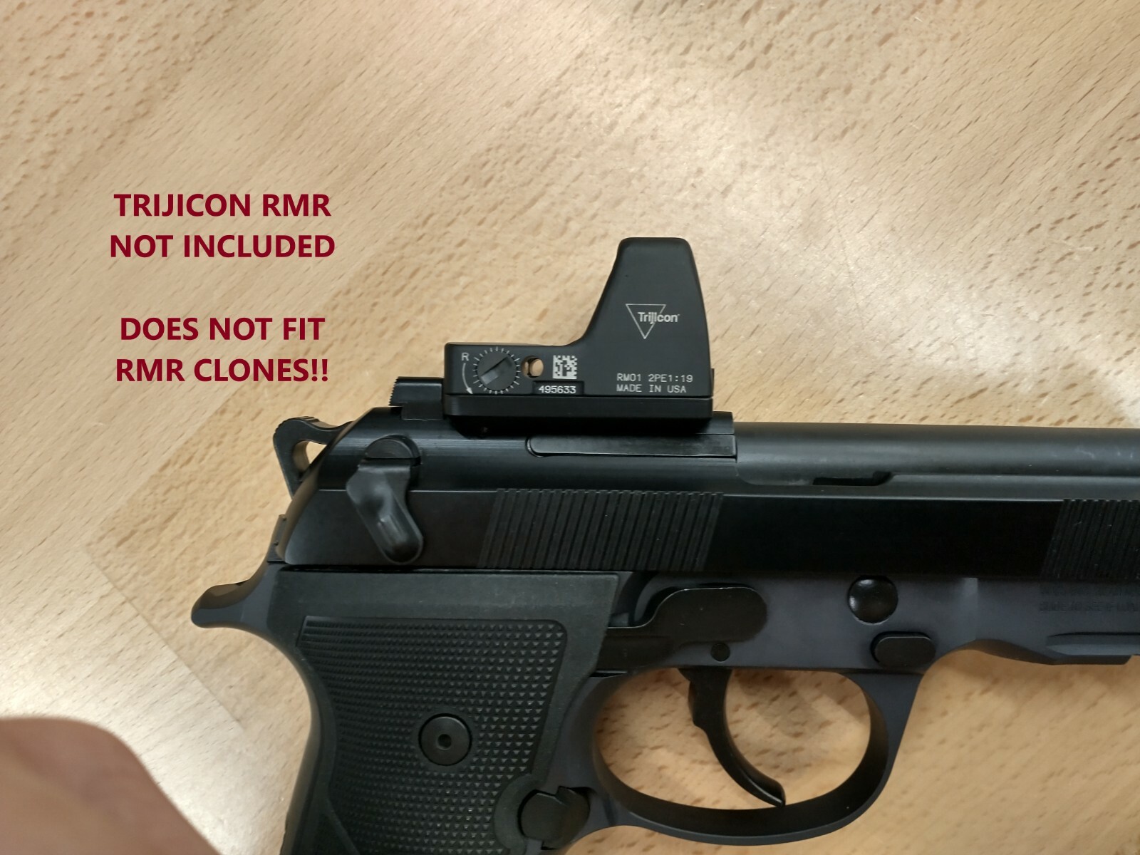 RMR HOLOSUN C RED DOT SIGHT MOUNT PLATE FOR BERETTA 92X RDO, MADE IN USA