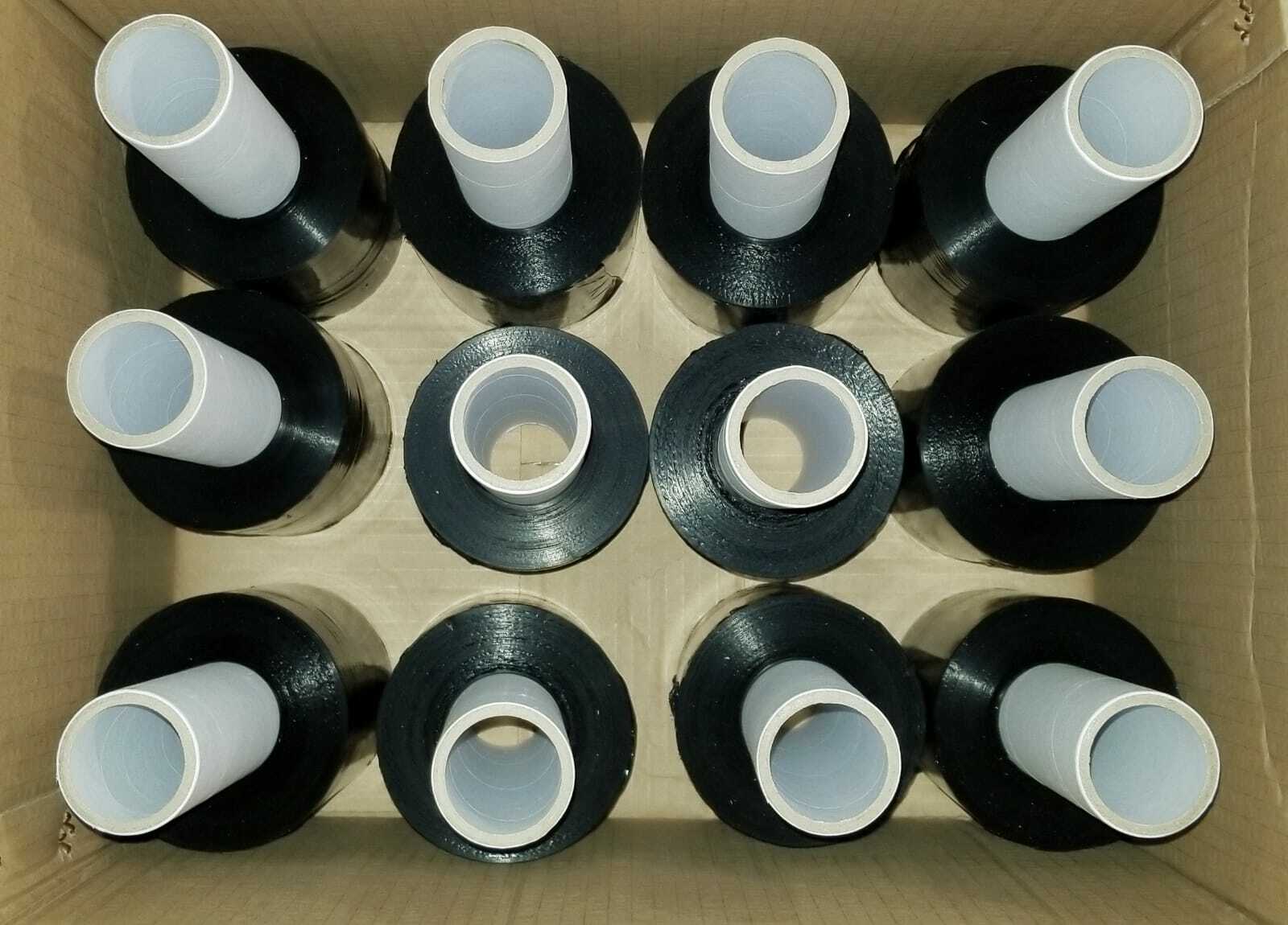 12 Rolls 5"  x 1000FT 80 Gauge  BLACK Stretch Shrink Film Hand Wrap With Handle