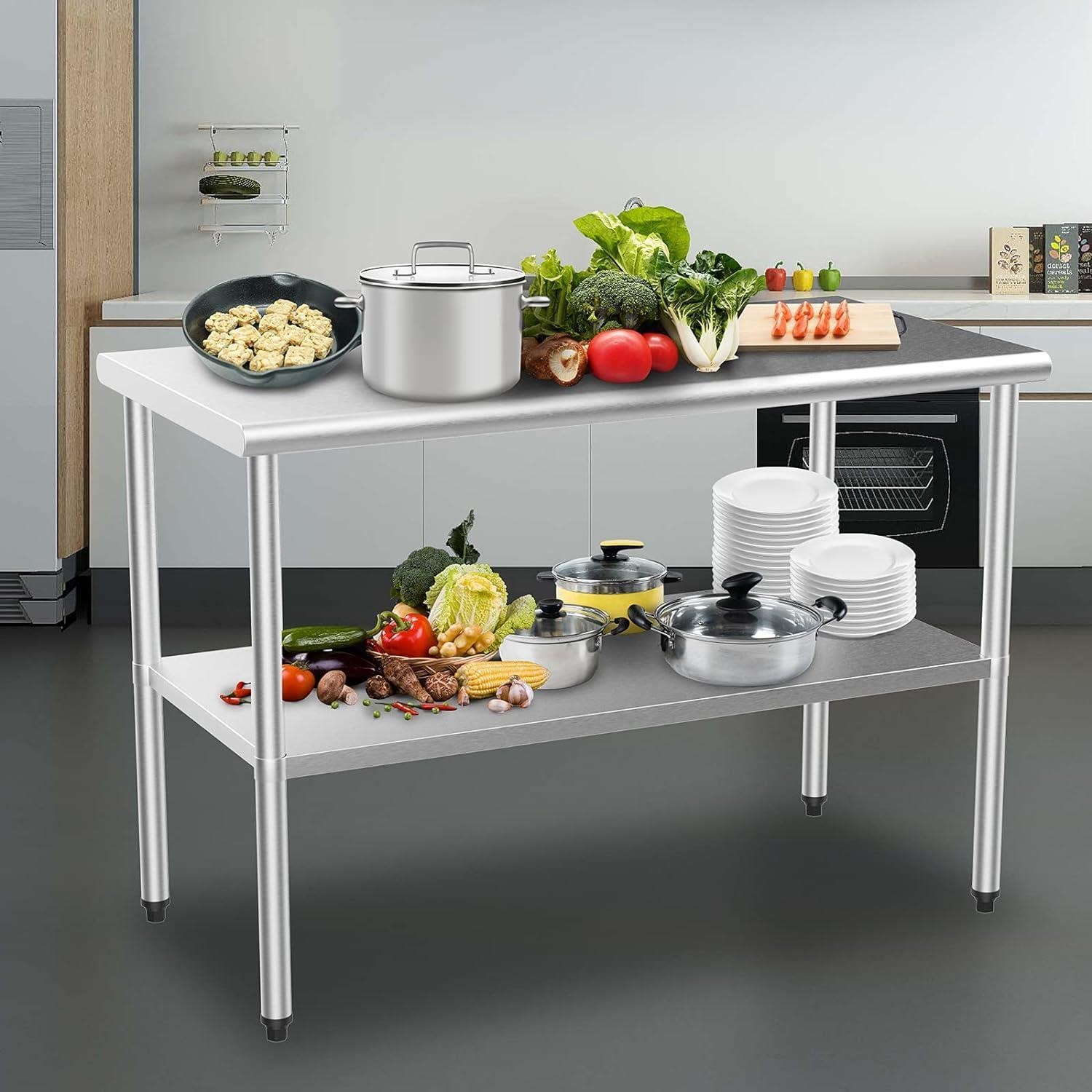 Heavy Duty 48'' x 24'' Stainless Steel Commercial Kitchen Prep Table for Hotel