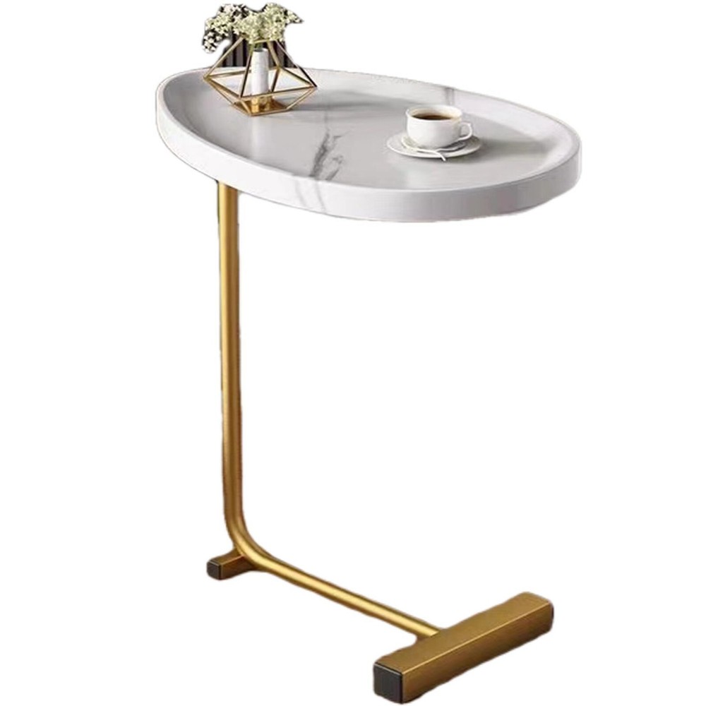 White C-shaped Side Table, Small Sofa Table