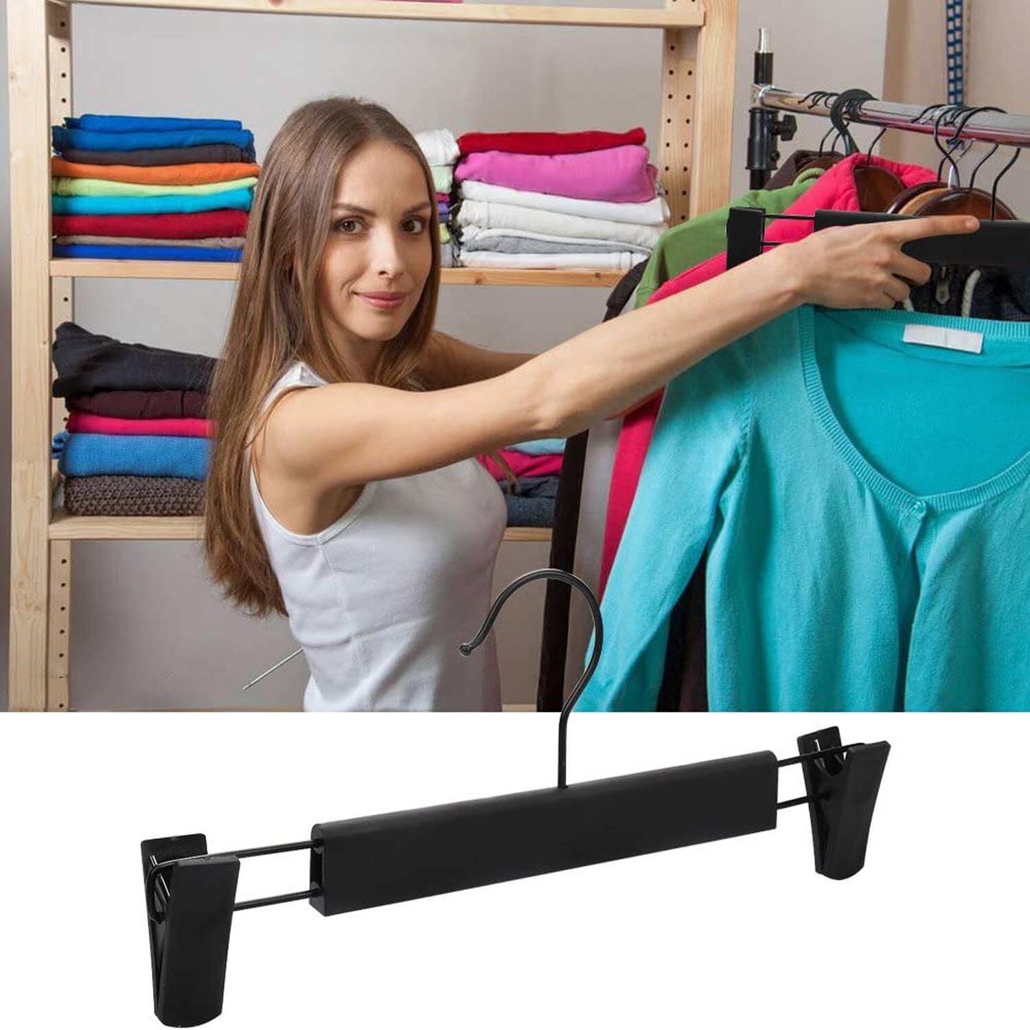 10-80 Pack Adjustable Clip Clothes Pants Hanger Trousers Skirt Dress Slack Rack
