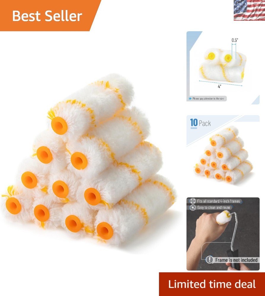 Versatile 4-Inch Paint Roller Covers - 10-Pack for Small Projects & Details