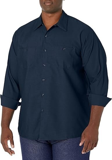 Red Kap Men's Industrial Long Sleeve Work Shirt in Navy