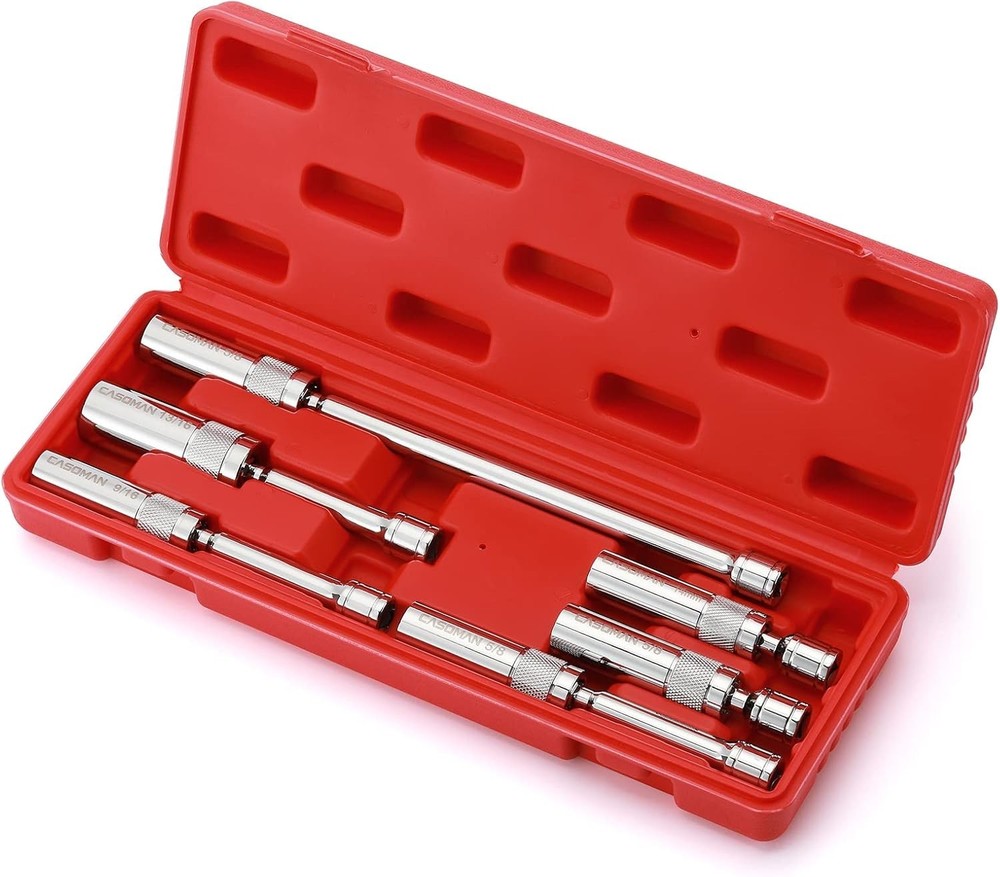 6-Piece Magnetic Swivel Spark Plug Socket Set - Durable Chrome Vanadium