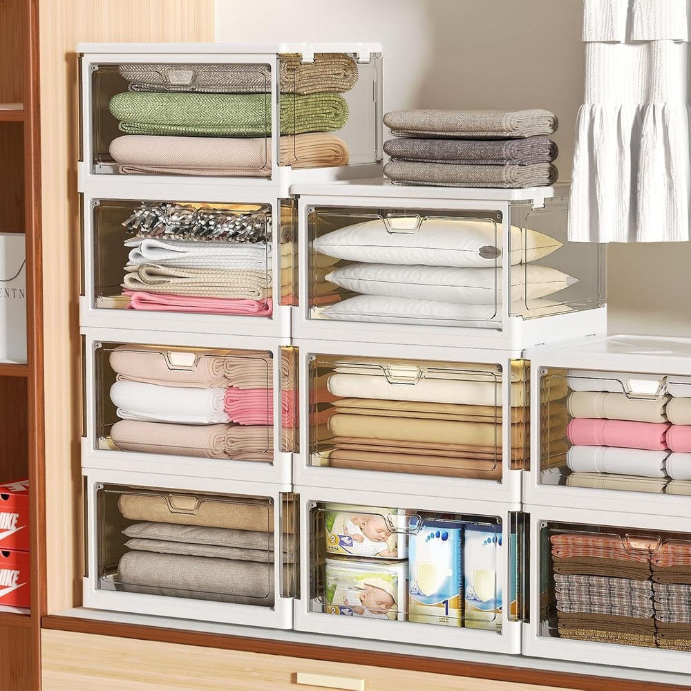 Clear Storage Bin with Lid 3 Pack 【Stackable & Sturdy】 Plastic Multifunctiona...