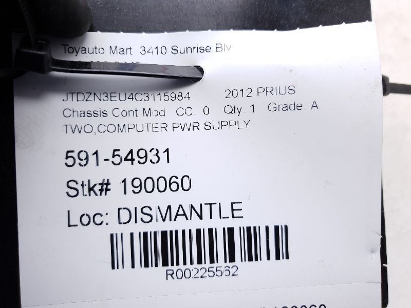 2012 TOYOTA PRIUS V POWER SOURCE COMPUTER MODULE ECM ASSEMBLY