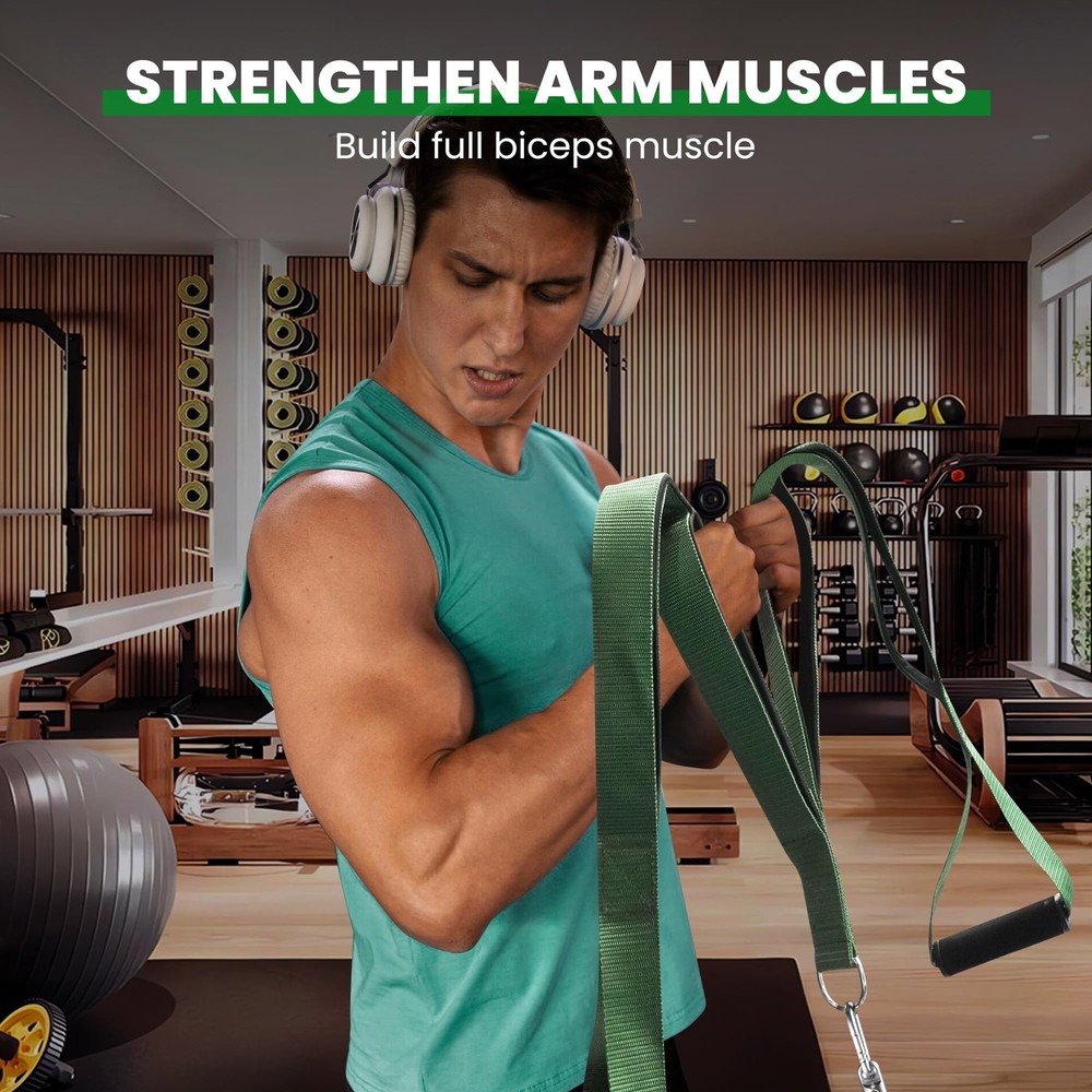 Tricep Rope Cable Attachment Handles, Pull Down for Green