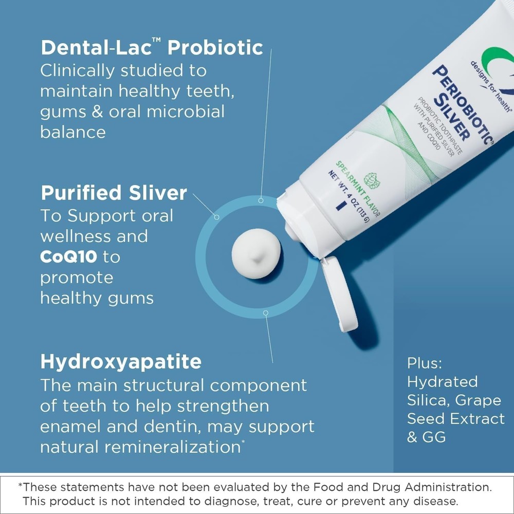 Periobiotic Silver Hydroxyapatite Toothpaste - Fluoride Free Toothpaste with ...