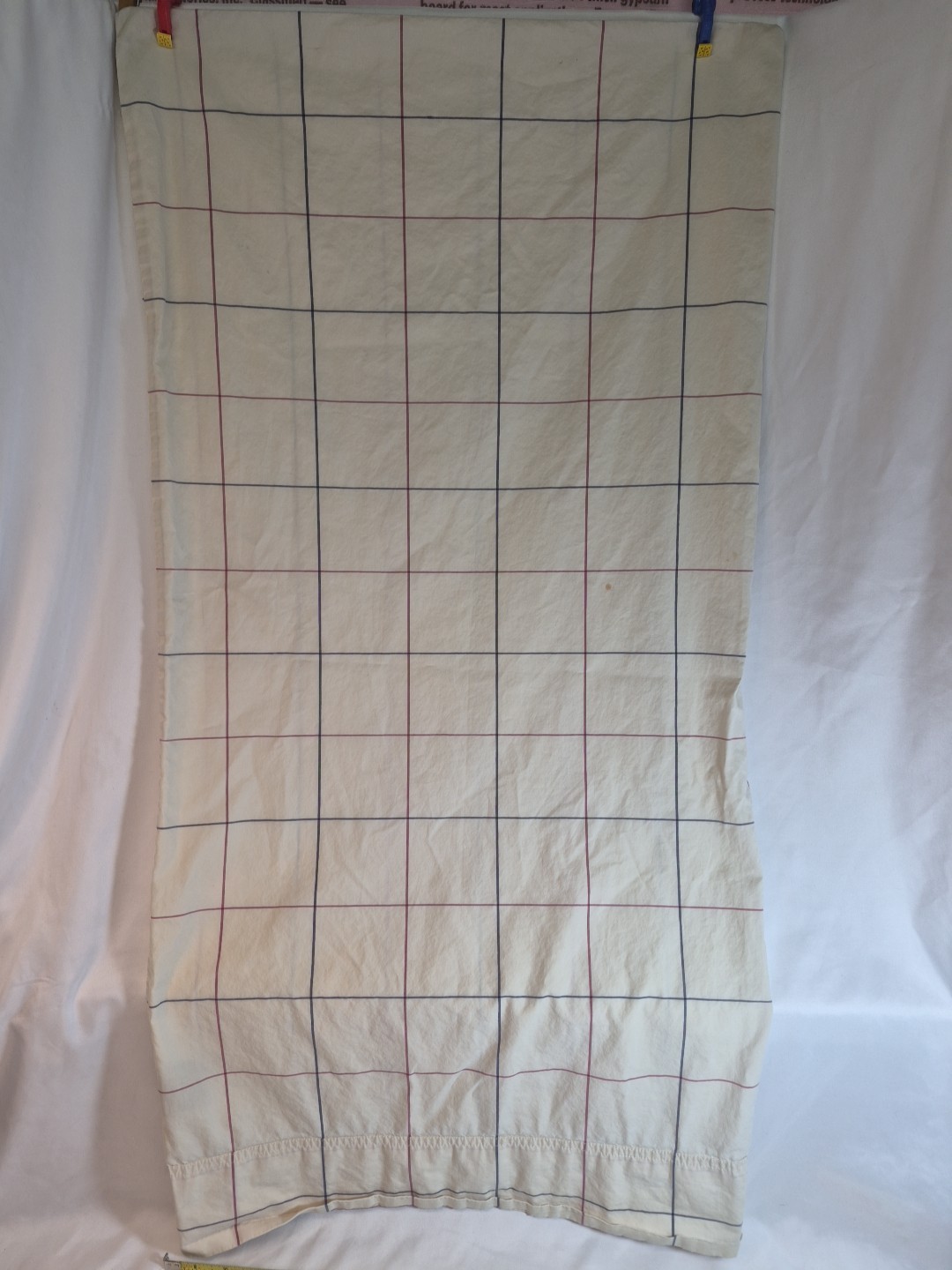 2- VTG Nautica Pillowcases 100% Cotton King & Queen #67468 Cream Grid Navy Check