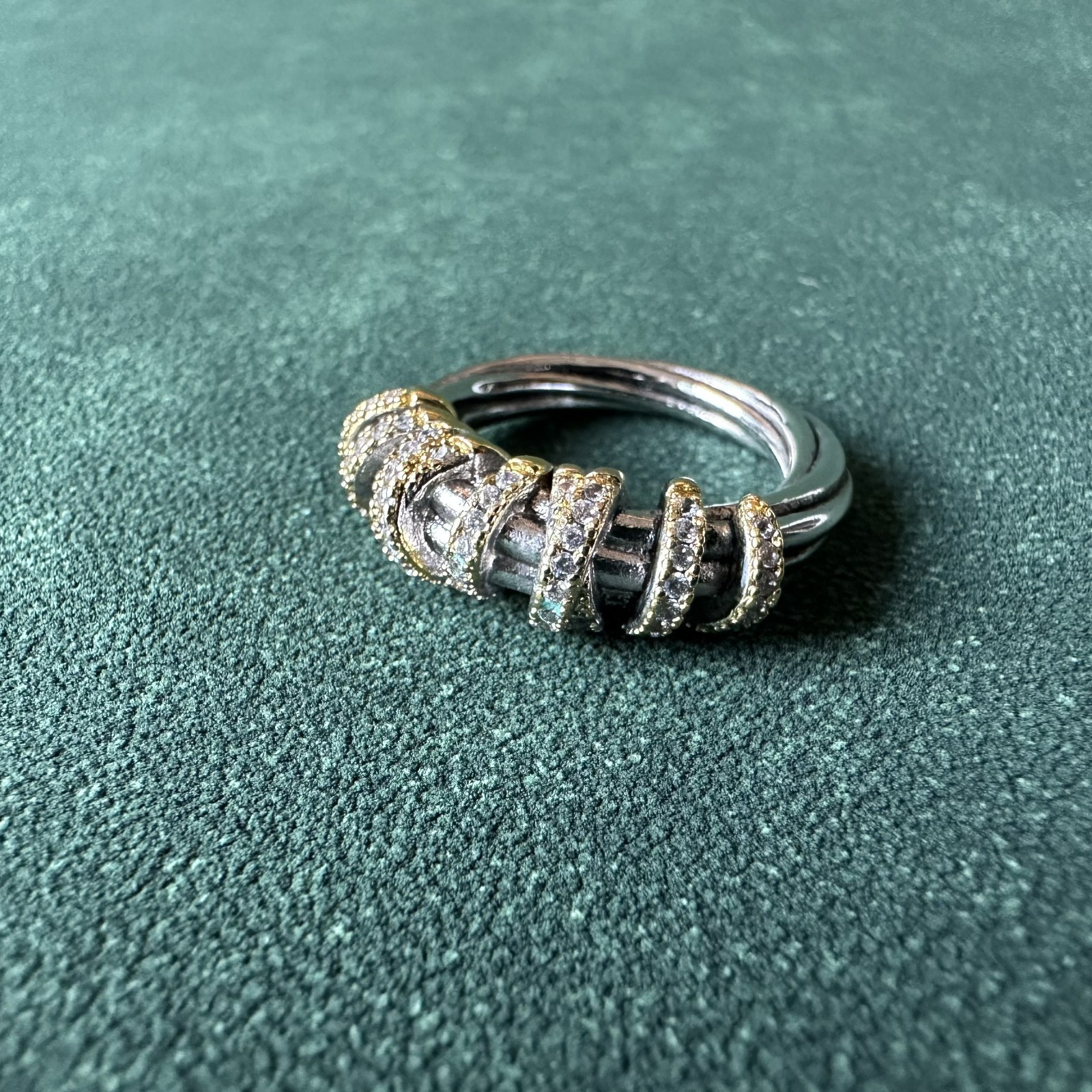 David Yurman Sterling Silver Helena Ring with 18K Gold & Diamonds Sz 7