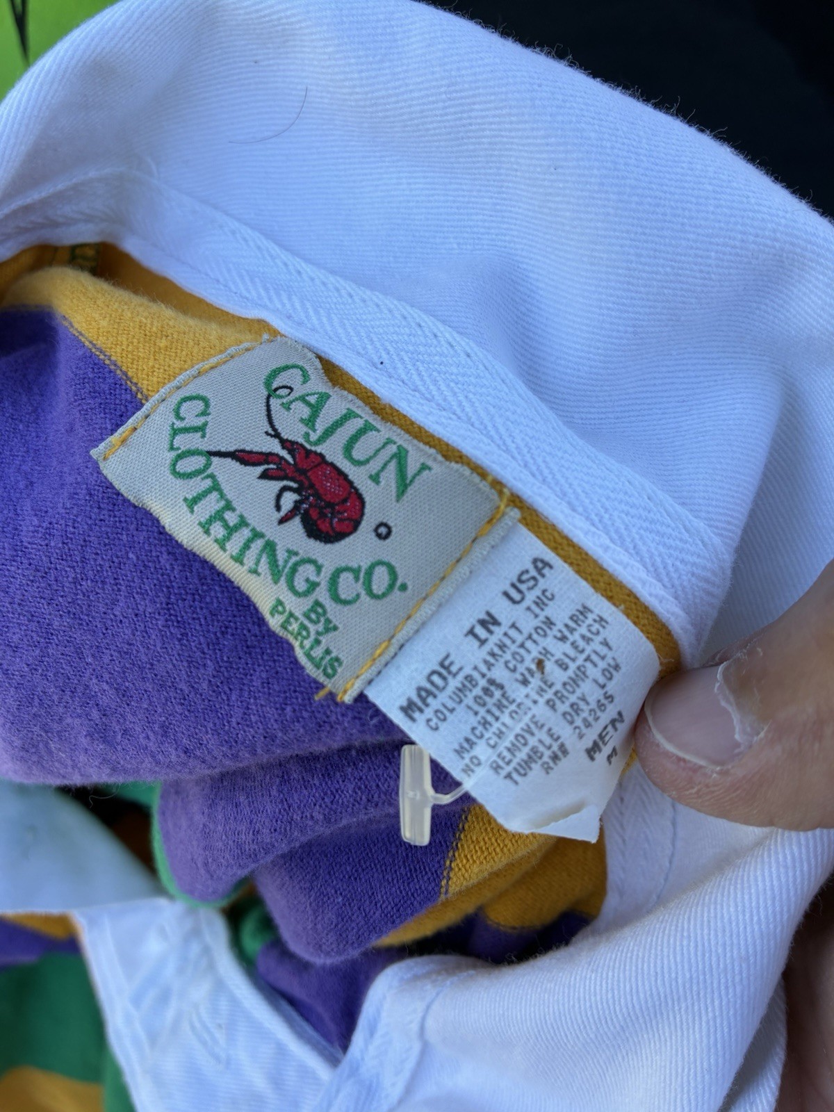 Perlis Mardi Gras Rugby Shirt Men's Medium Purple Striped USA