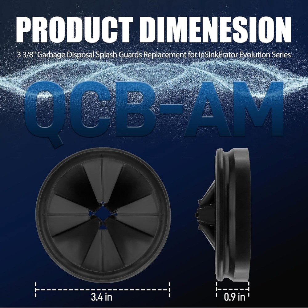3 3/8" Black Garbage Disposal Splash Guard for InSinkErator Evolution Series
