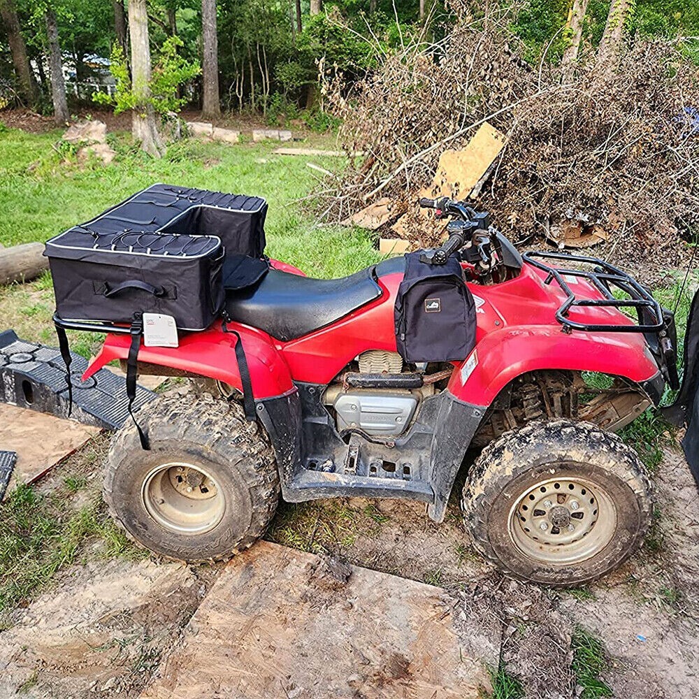 ATV Part Rear Rack Back Seat Storage Pack Luggage Bag Cushion Pad Padded Black