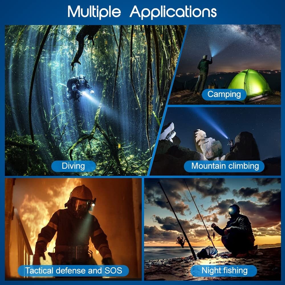 AP30 3000lm Diving Flashlight with 3 Modes, Power Indicator, IPX8 Waterproof ...