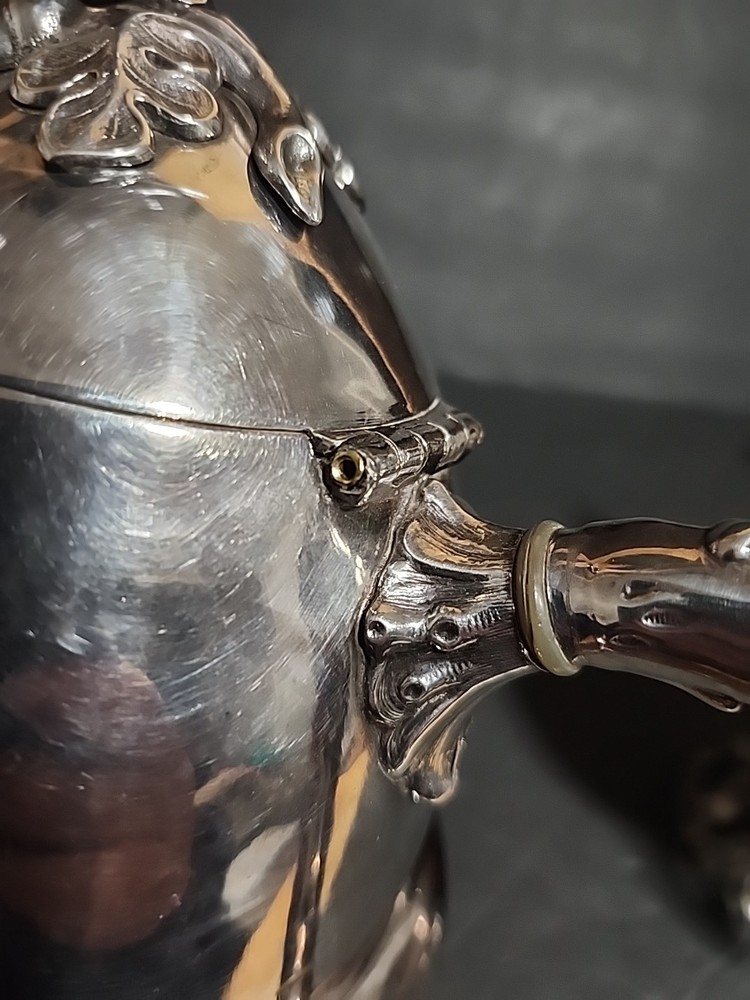 Antique Silver Plated Acorn Shaped Coffee Pot 3pc Set Acorns Tree Trunk Base