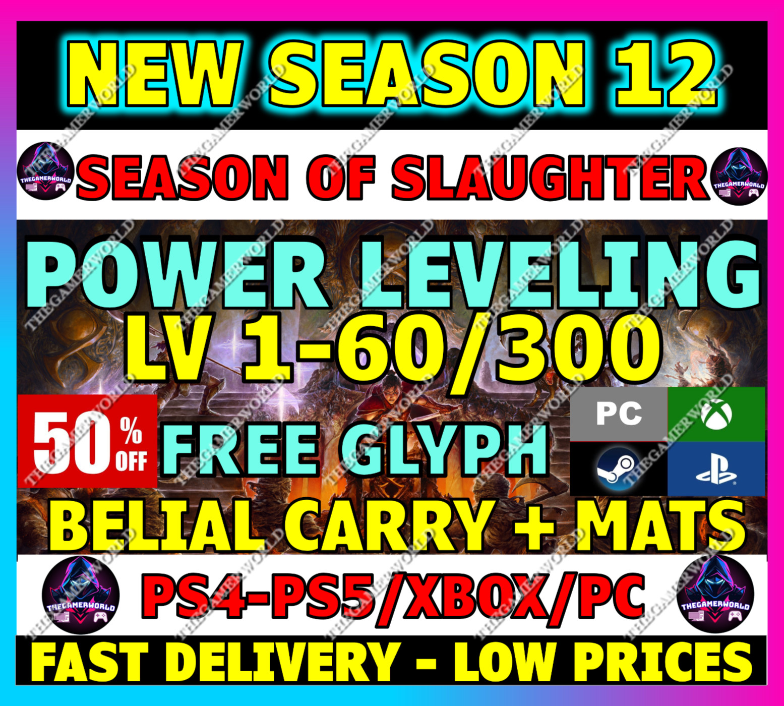 🔥DIABLO 4 SEASON 12✨POWER LEVELING✨GLYPH PIT RUN GOLD MATS RUNES✨✅PC PS XBOX✅