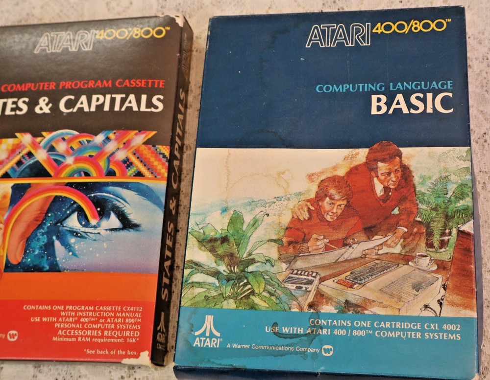 Vintage Atari BASIC Computing Language Capitals (3) Cartridges 400/800 - 1979