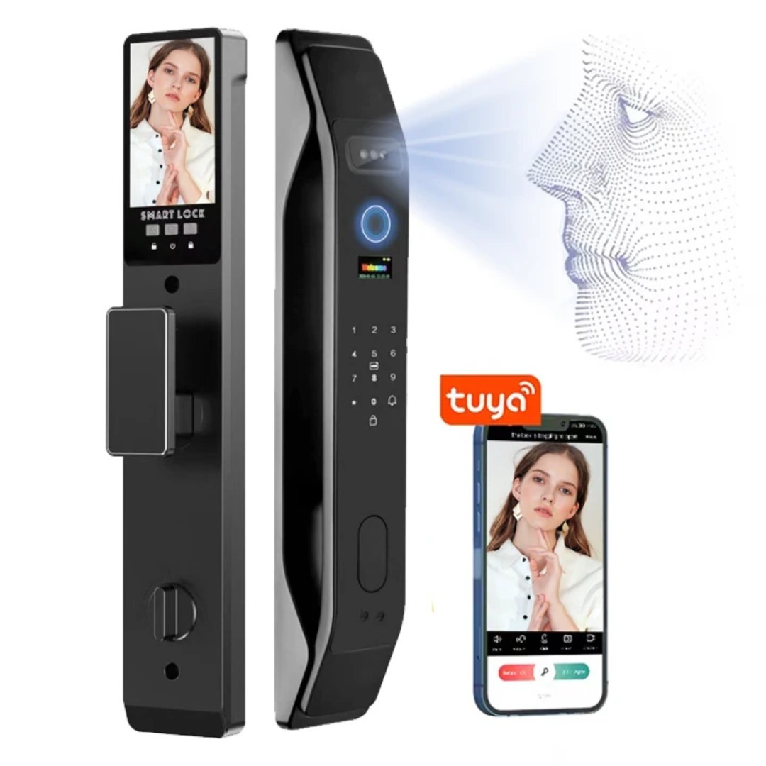 3D Face Recognition Fingerprint Password Smart Door Lock with Camera Security